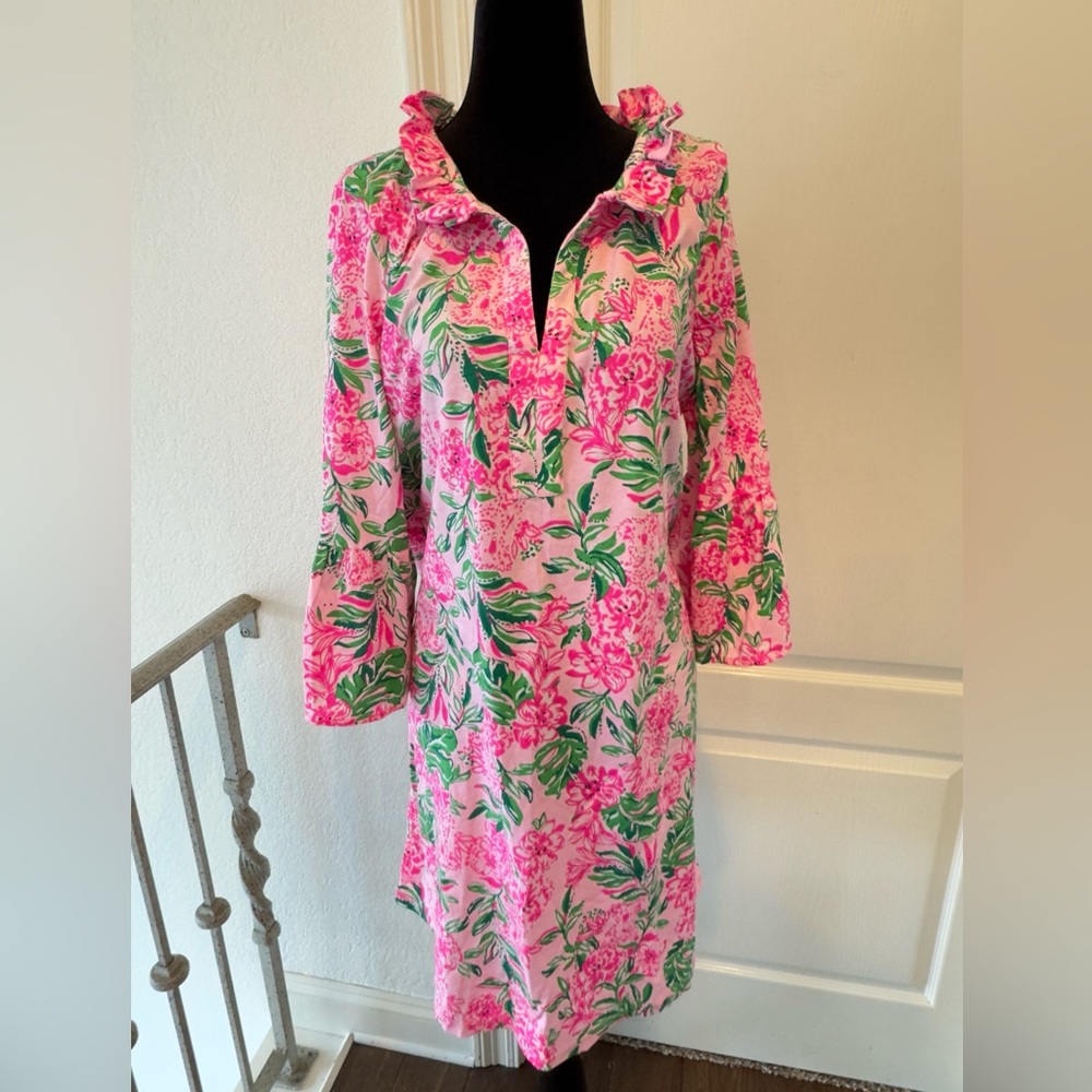 NWOT Lilly Pulitzer Sz L Hayes Dress Conch Shell Pink Koala La La - Picture 2 of 9